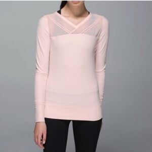 Lululemon Just Breathe Long Sleeve Top Pink Mesh Polka Dot Size Small